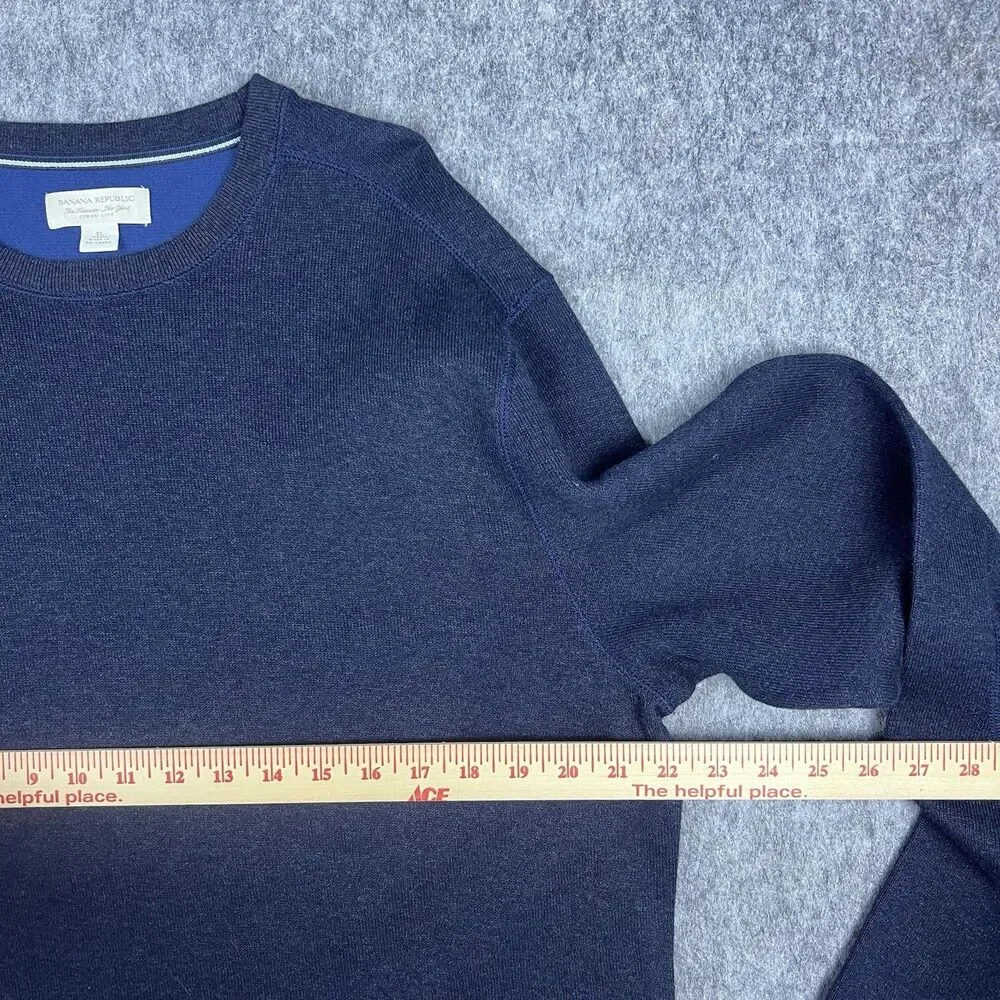 Banana Republic Men's Knit Sweater Crewneck Long Sleeve Blue 100% Cotton Size XL